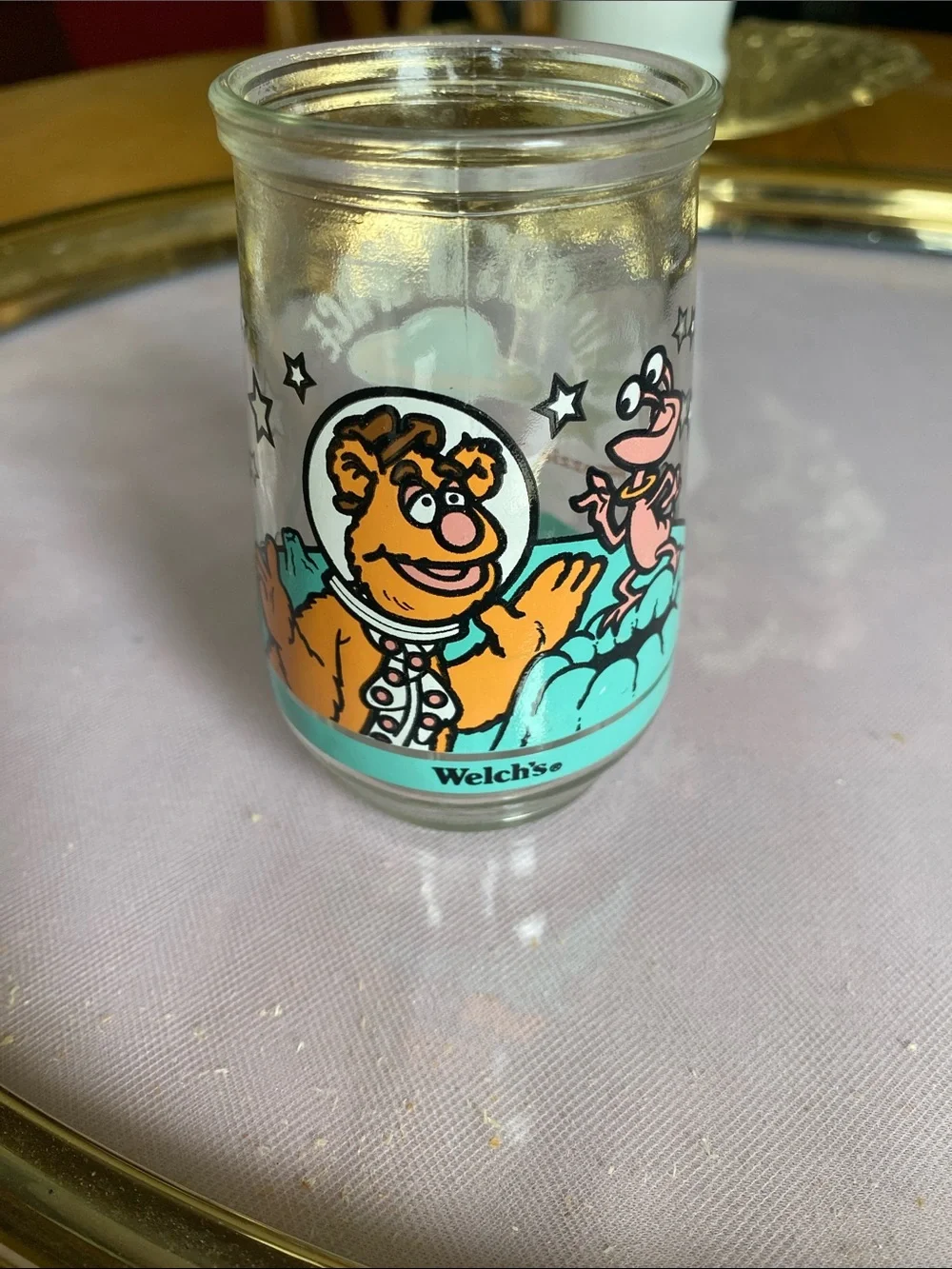 Vintage 1998 collectible Welch’s muppets in space glass jelly jar/juice cup